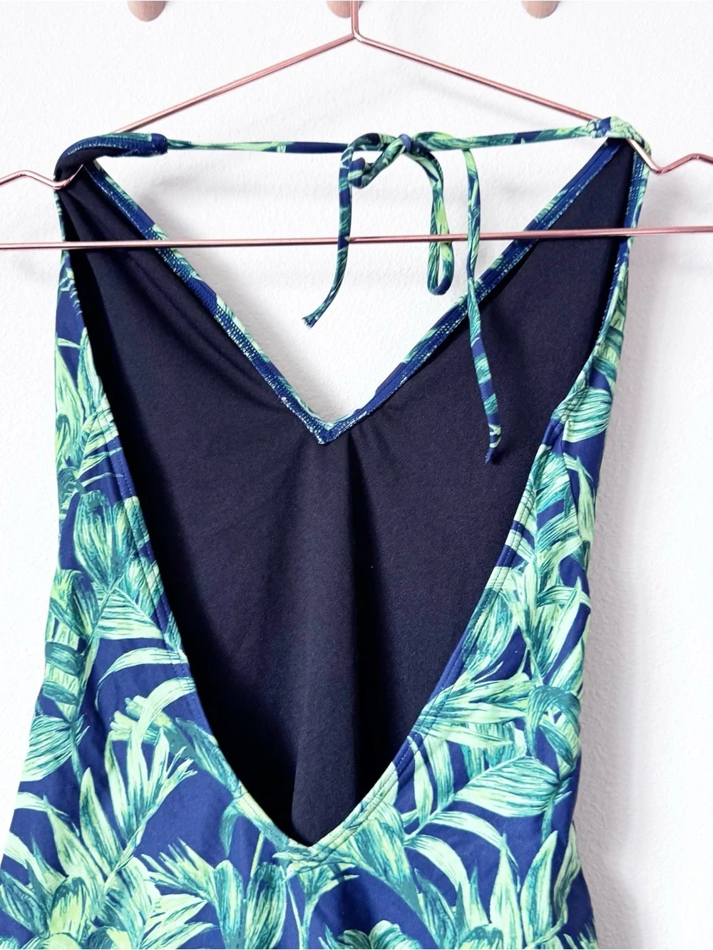 Onia Nina Green Leaf Print Halter One-Piece Swimsuit
